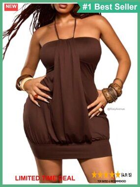 Plus Size Draped Beaded Halter Neck Bodycon Mini Dress